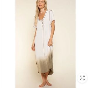 POL White and Tan Maxi Dress